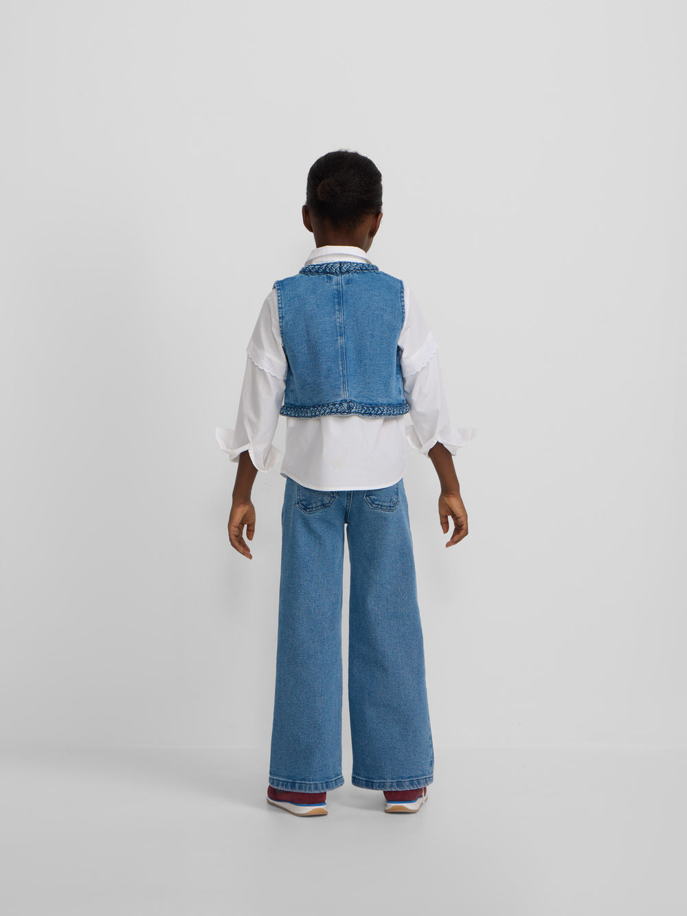 Girl's denim braid vest