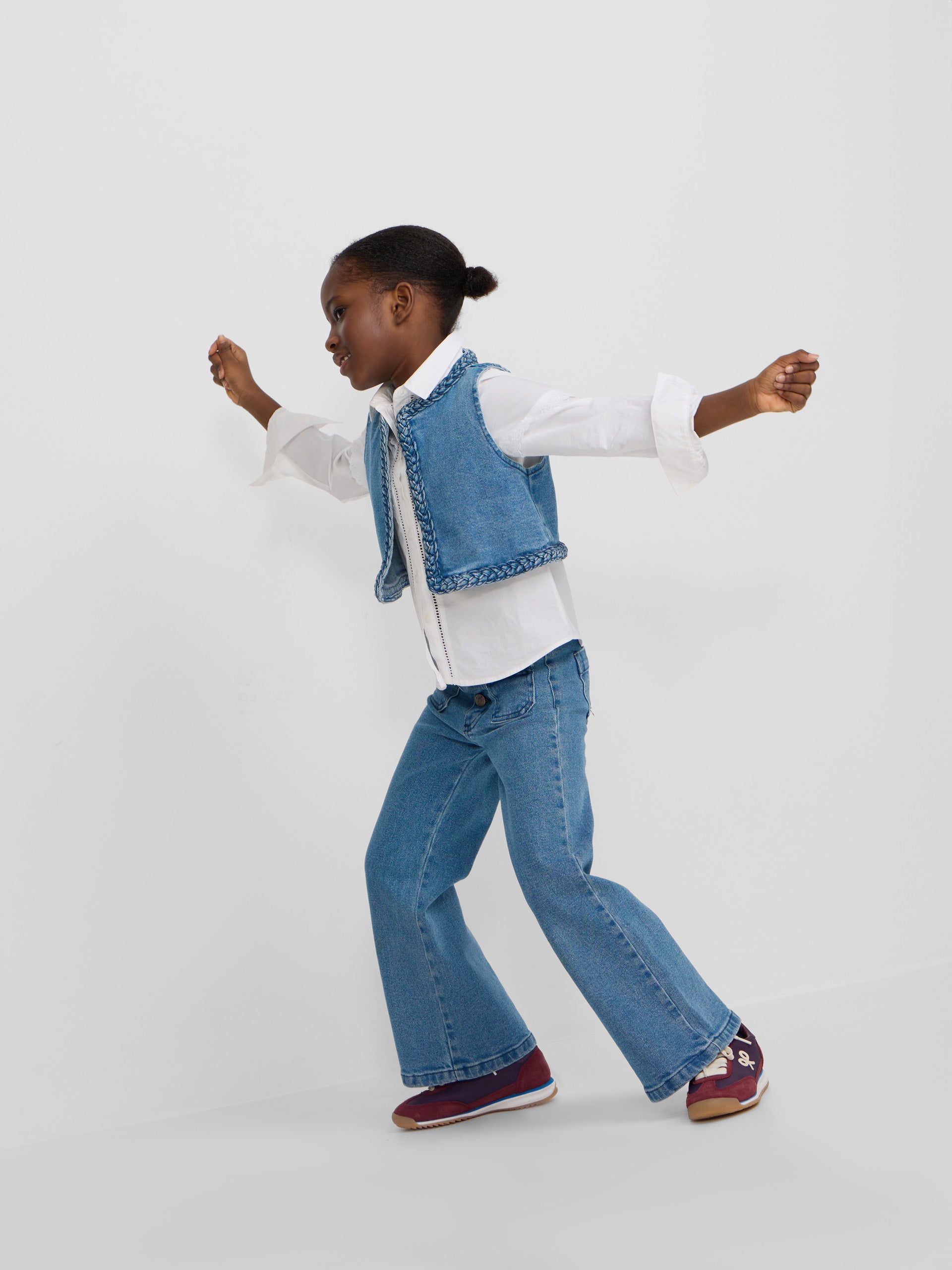 Chaleco girl trenza denim