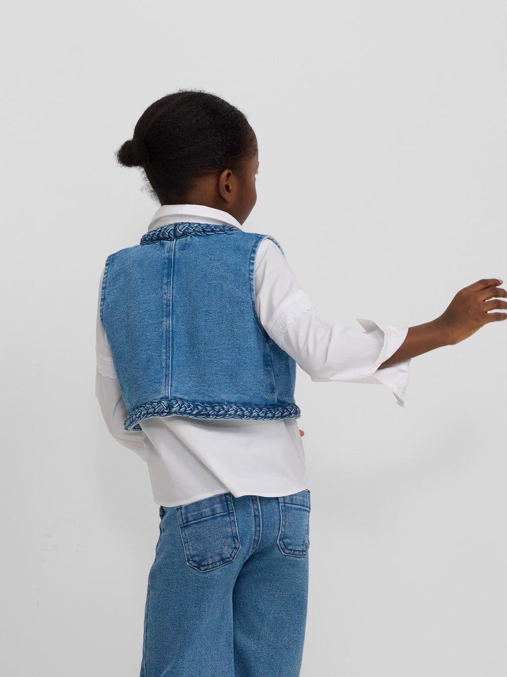Girl's denim braid vest