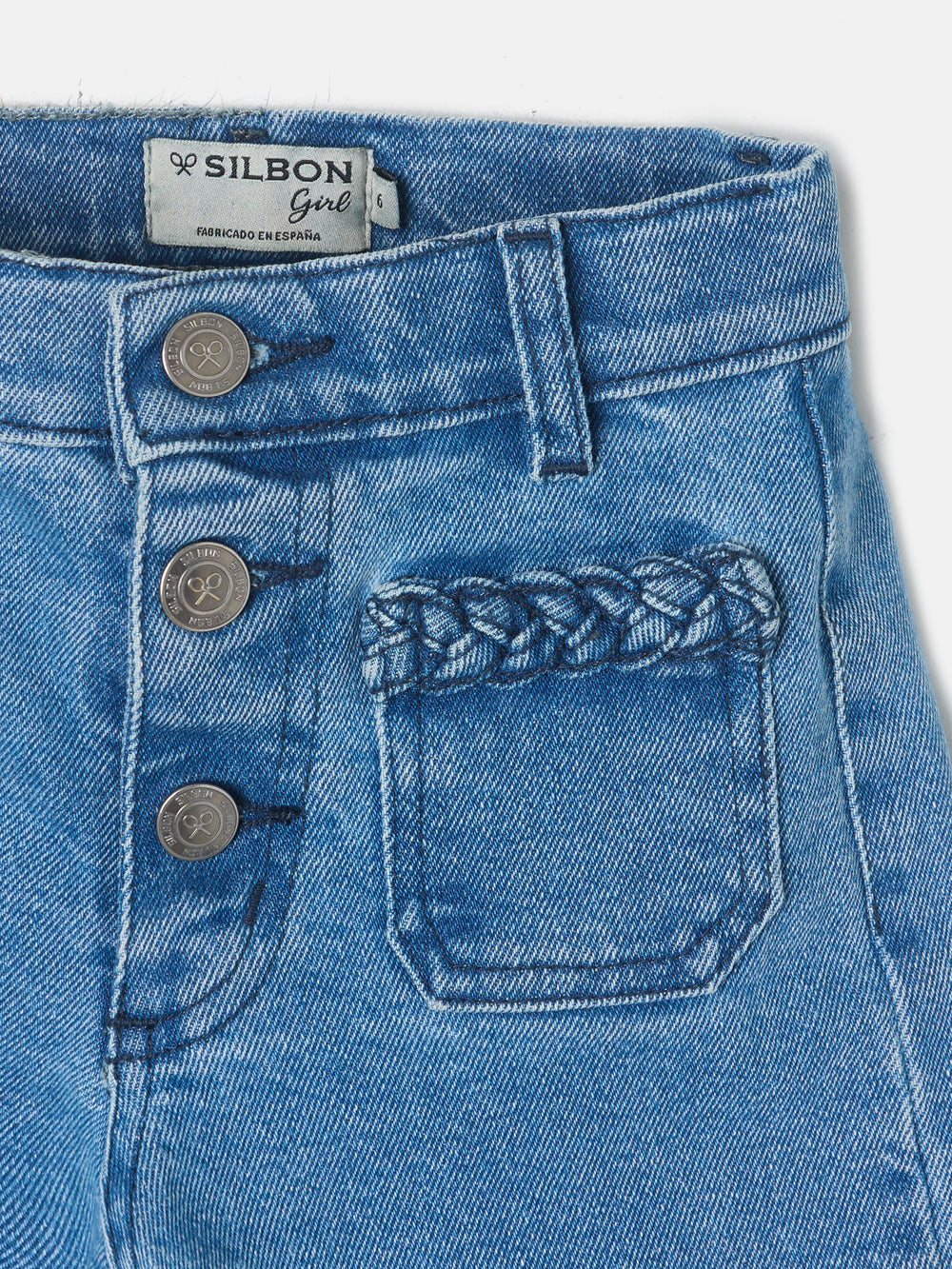 Pantalon girl bolsillos trenza denim