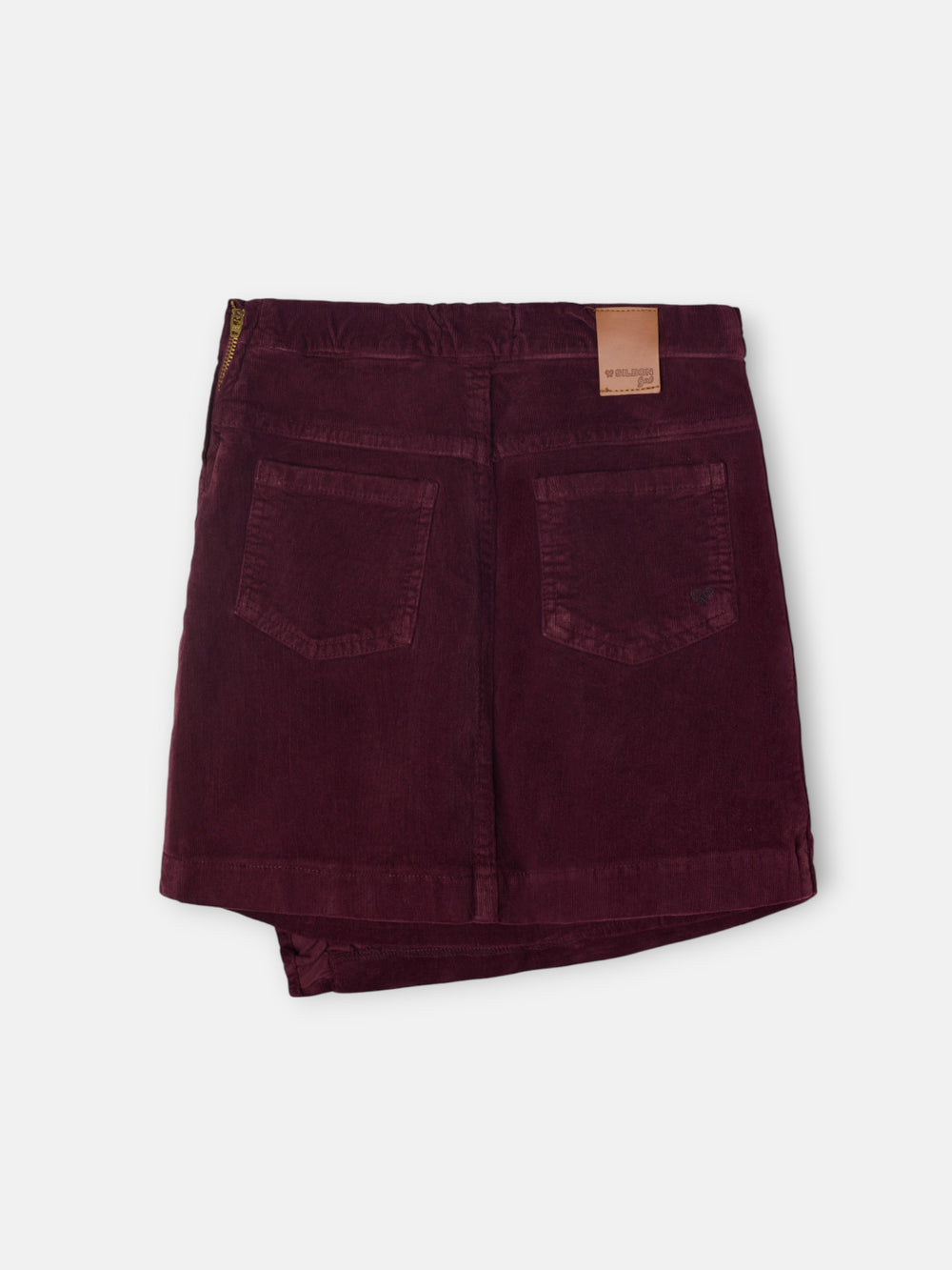 Falda girl volante pana granate