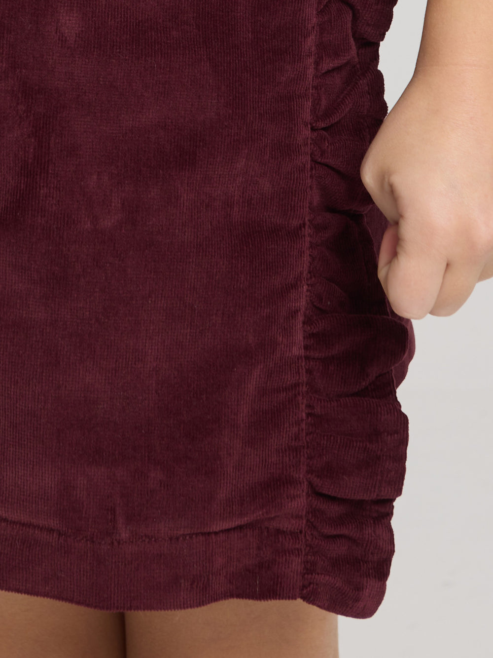 Falda girl volante pana granate