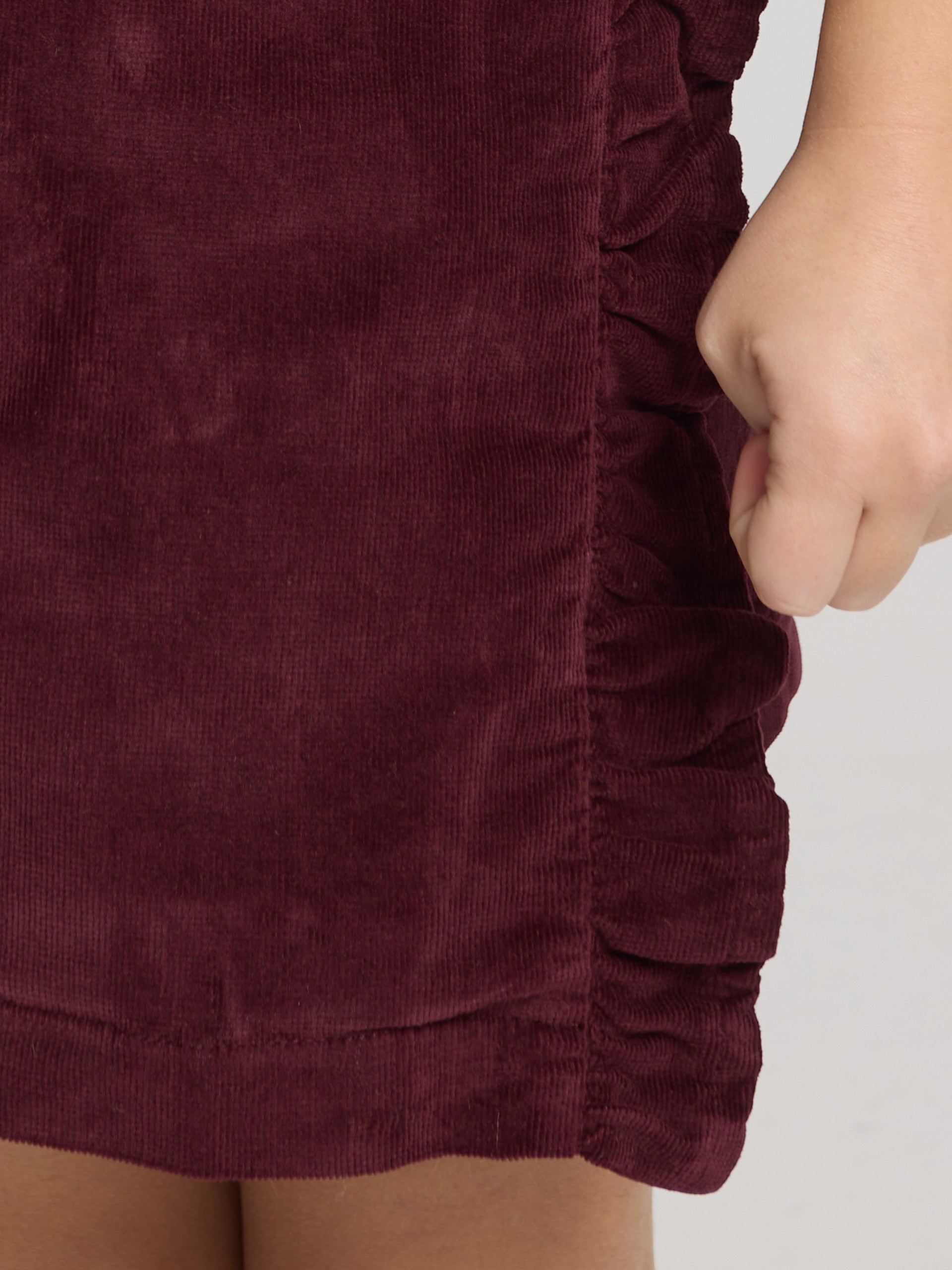 Falda girl volante pana granate