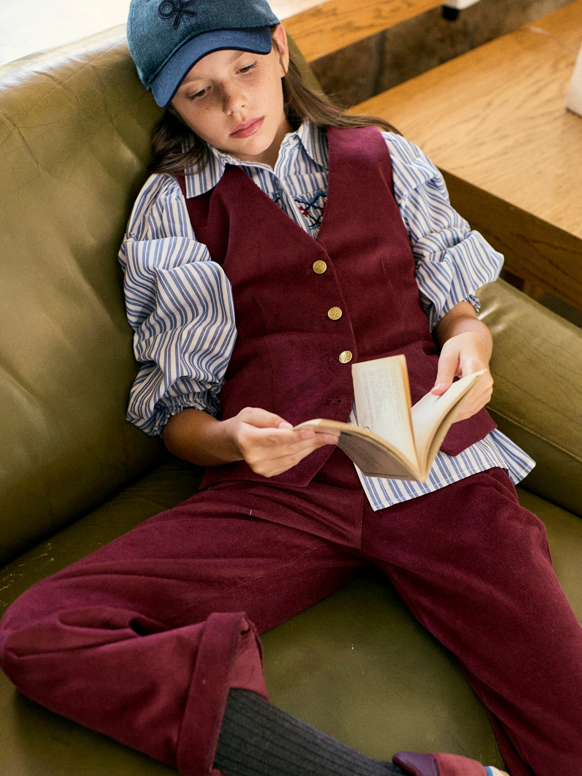 Classic burgundy corduroy girl's vest