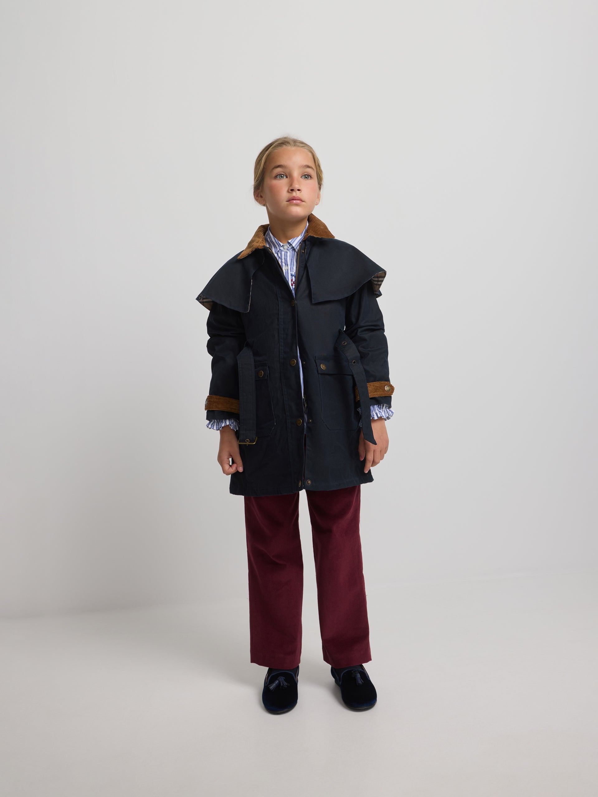 Parka girl larga encerada azul marino