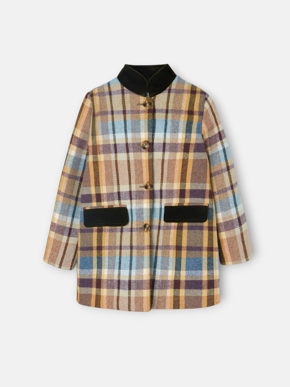 Abrigo girl cuadros marrones