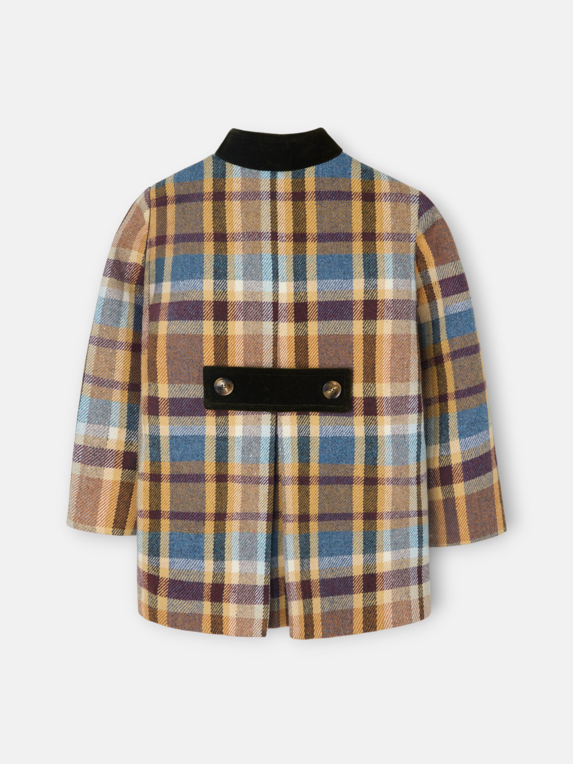 Manteau fille à carreaux marron