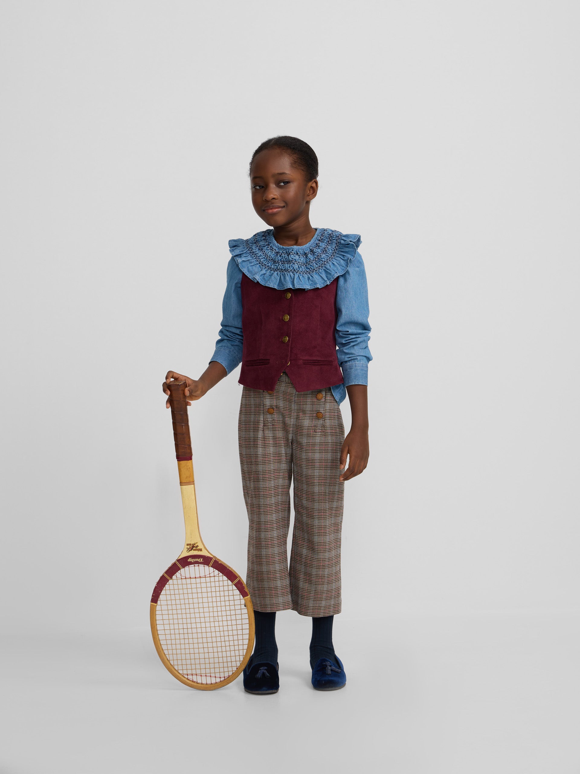 Brown plaid girl pants