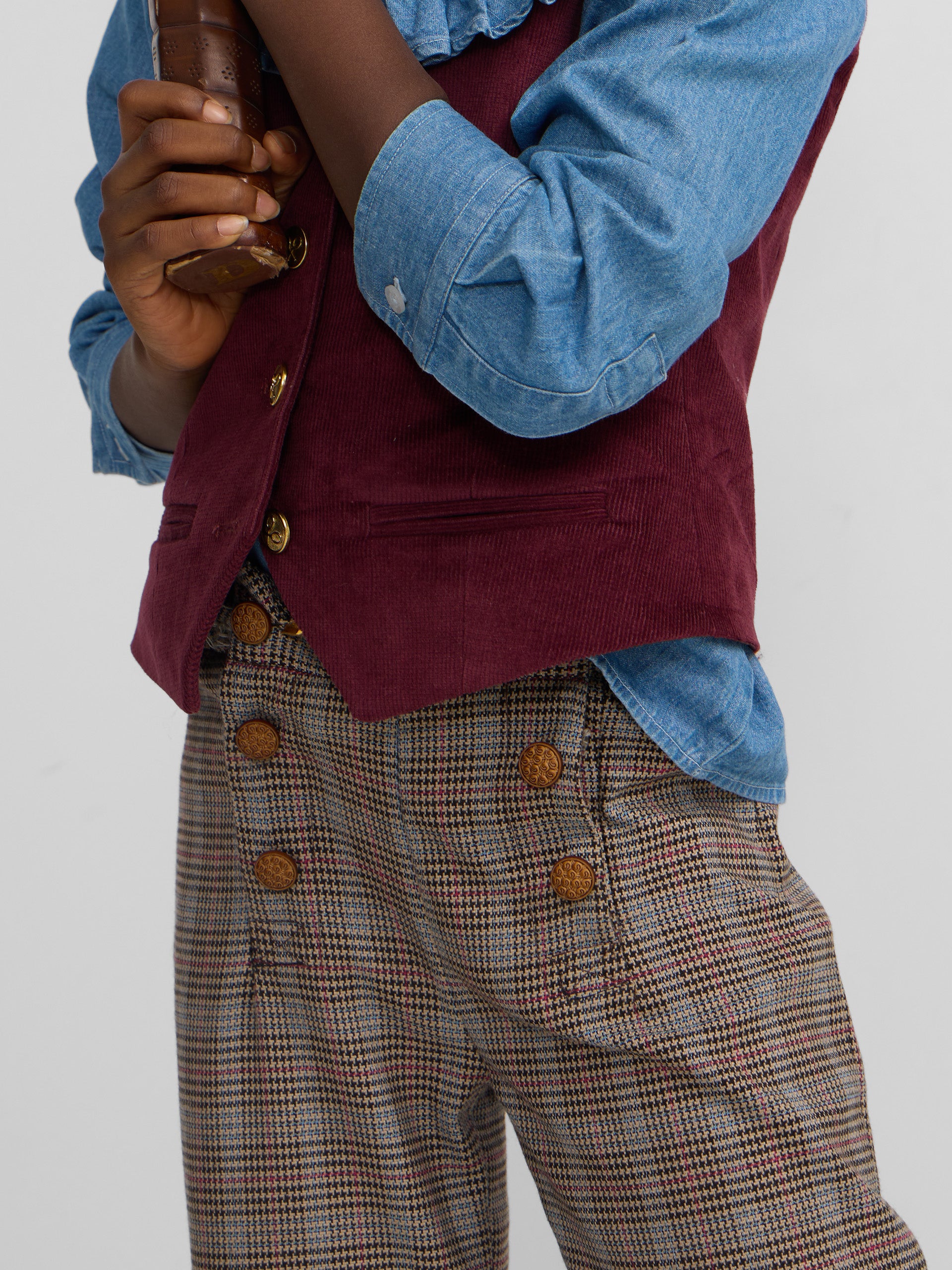 Brown plaid girl pants