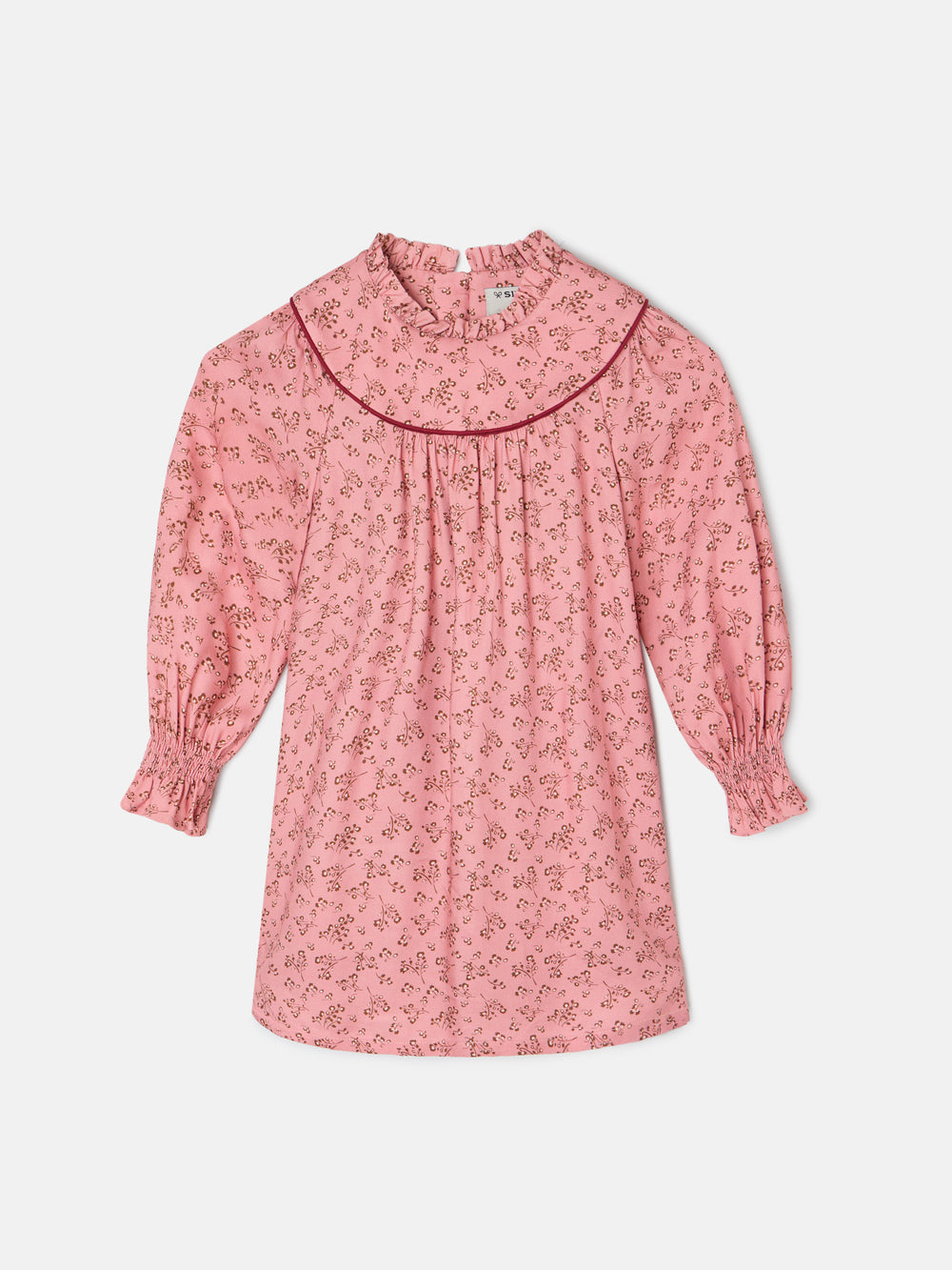 Vestido girl puño estampado flores rosa