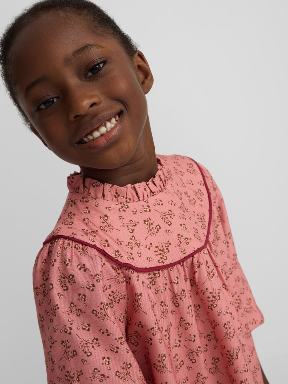 Vestido girl puño estampado flores rosa