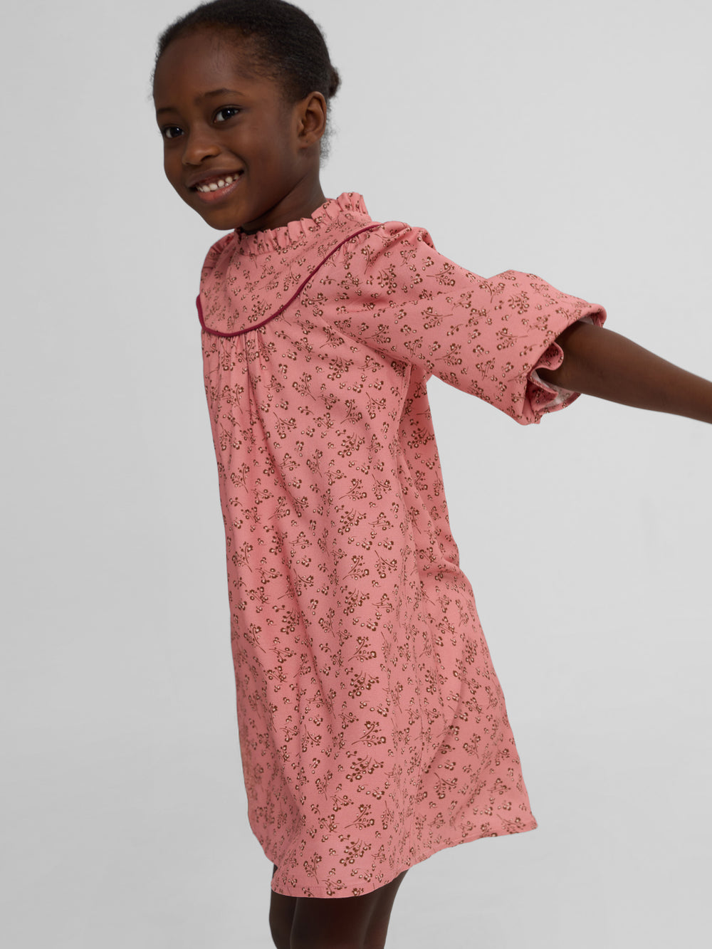 Vestido girl puño estampado flores rosa