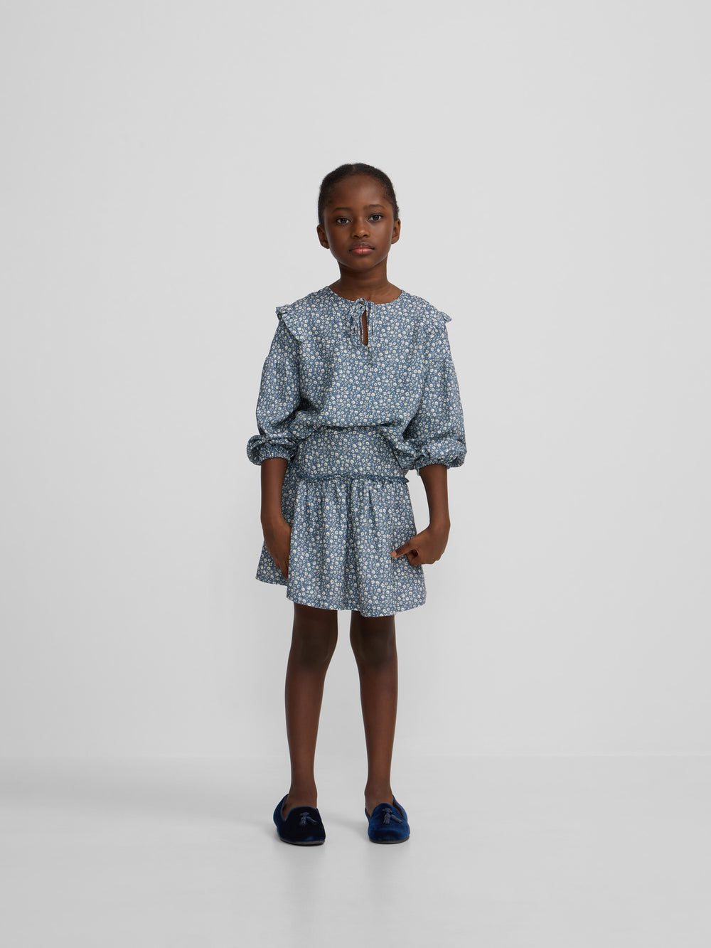 Falda girl estampado flores azul claro