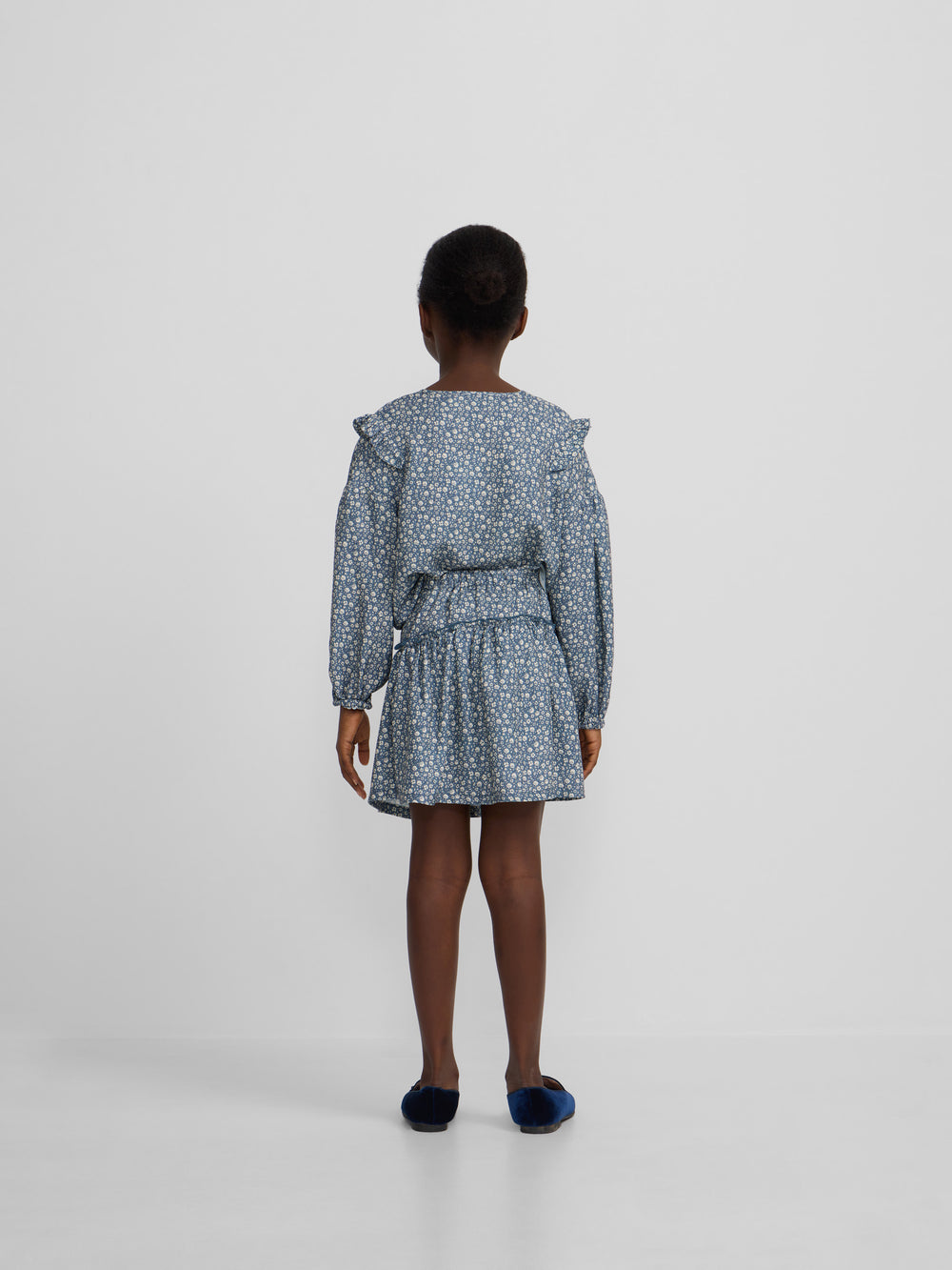 Falda girl estampado flores azul claro