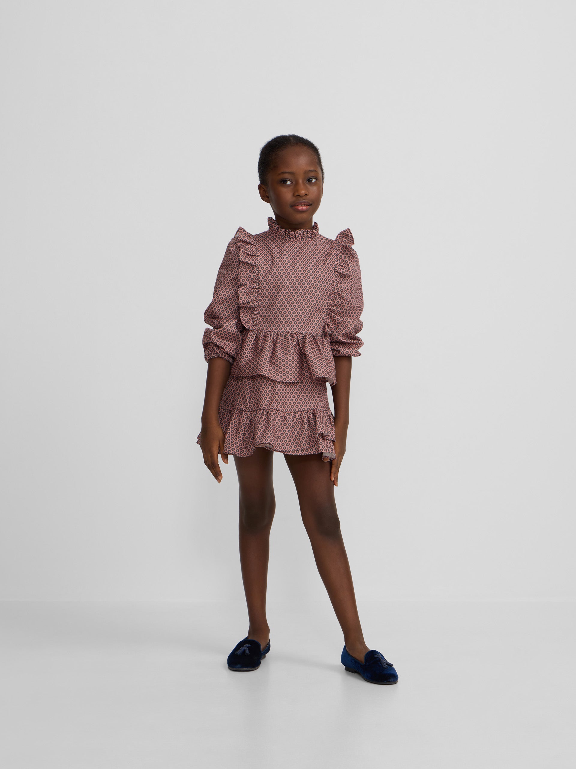 Saia menina estampado étnico rosa