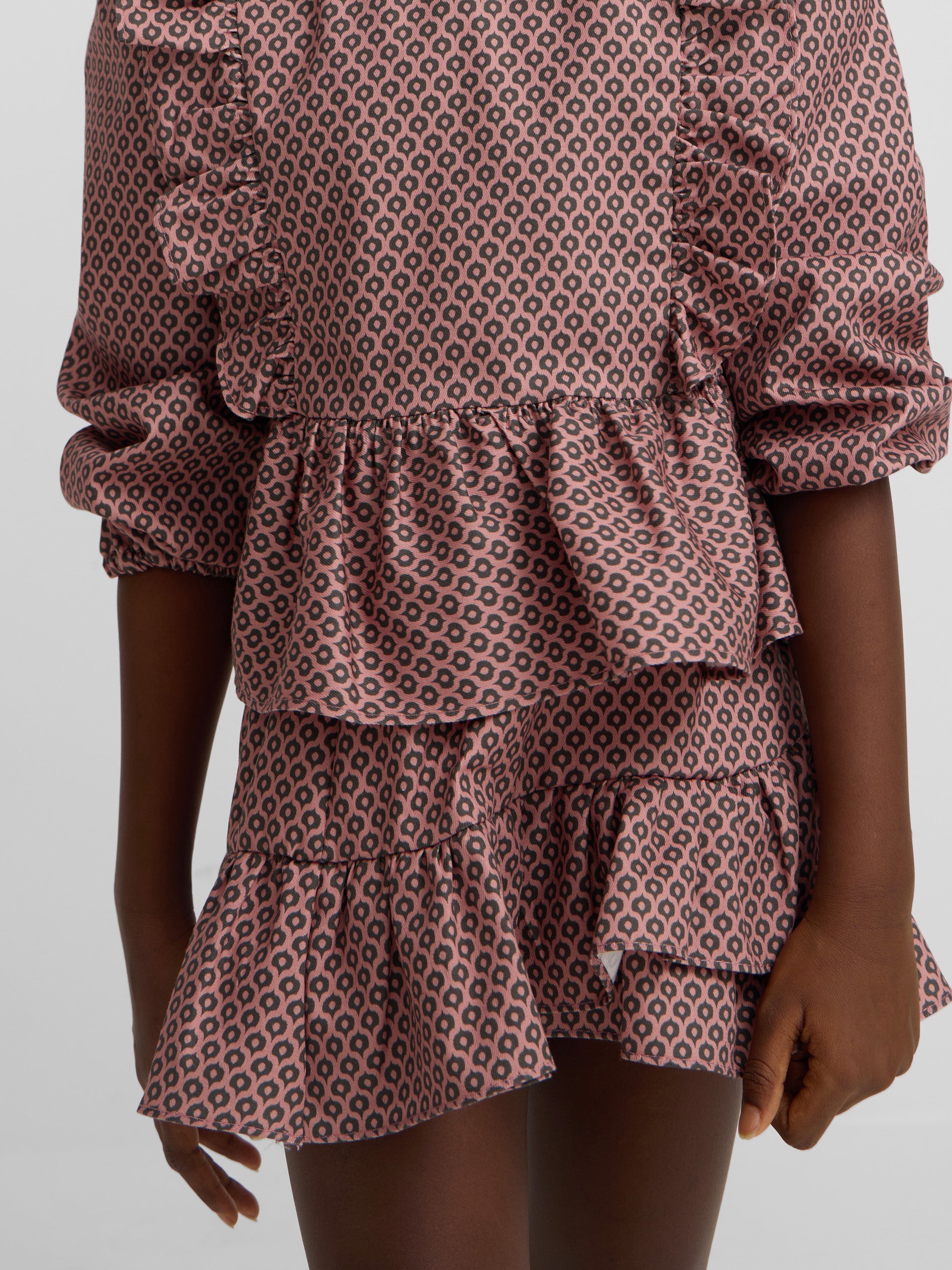 Saia menina estampado étnico rosa