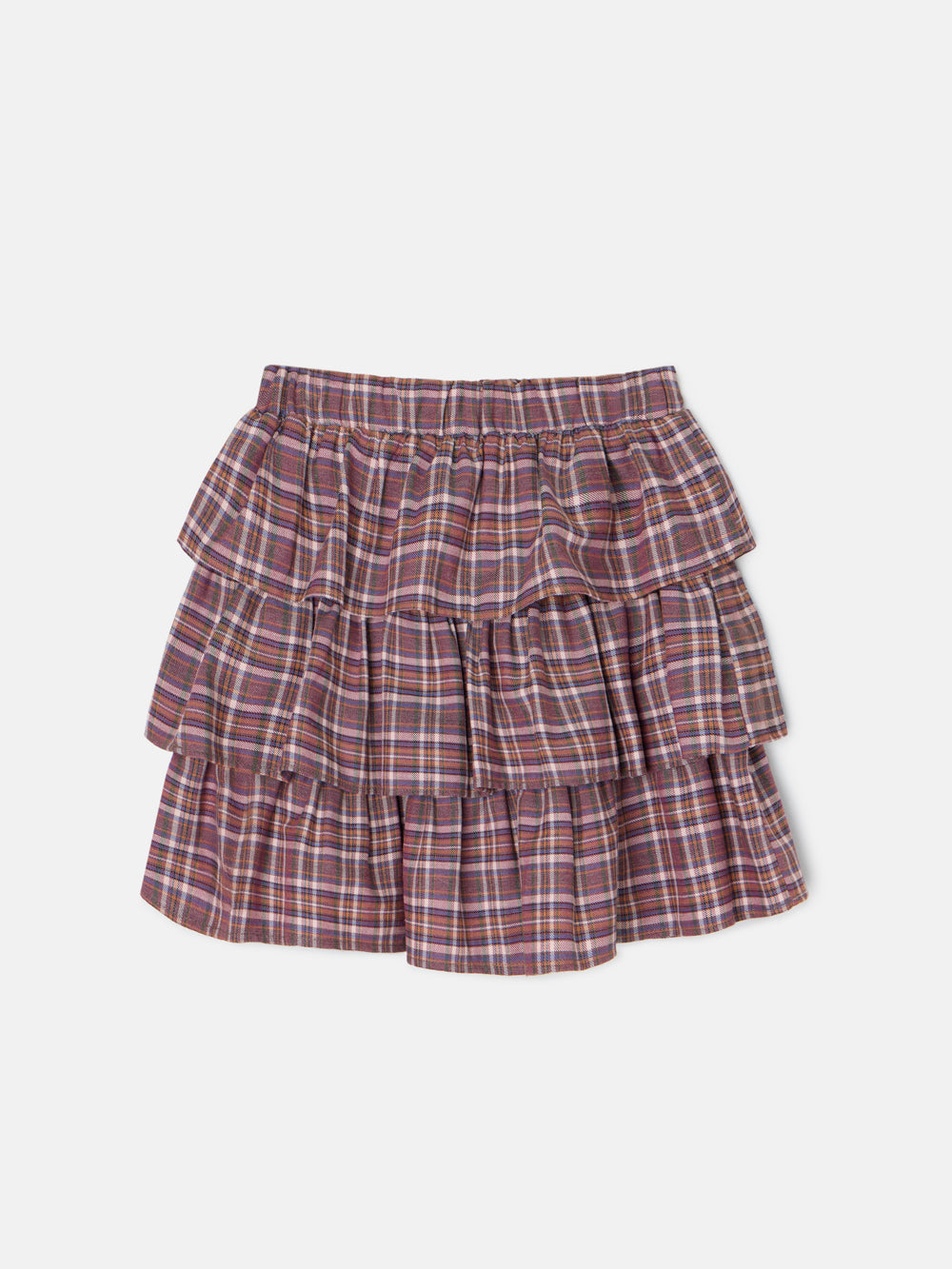 Falda girl volantes cuadros morados y rosas