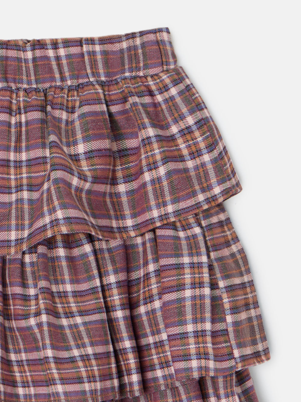 Falda girl volantes cuadros morados y rosas