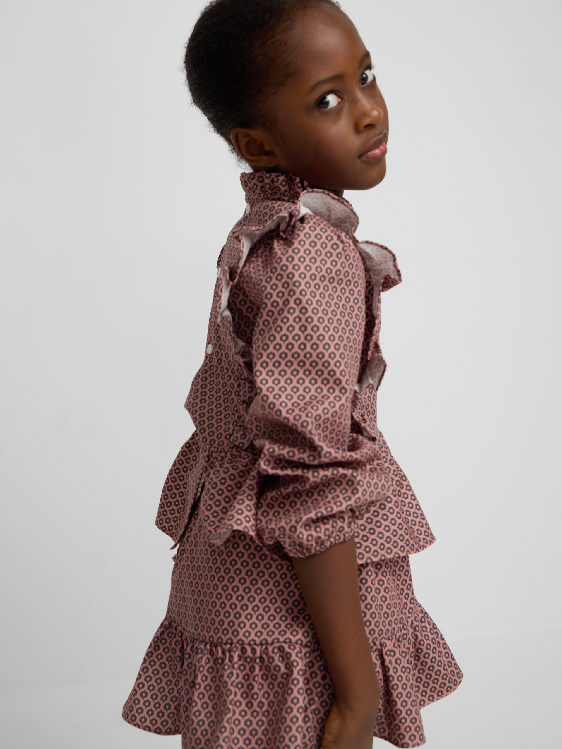 Blusa girl jaretas estampado etnico rosa