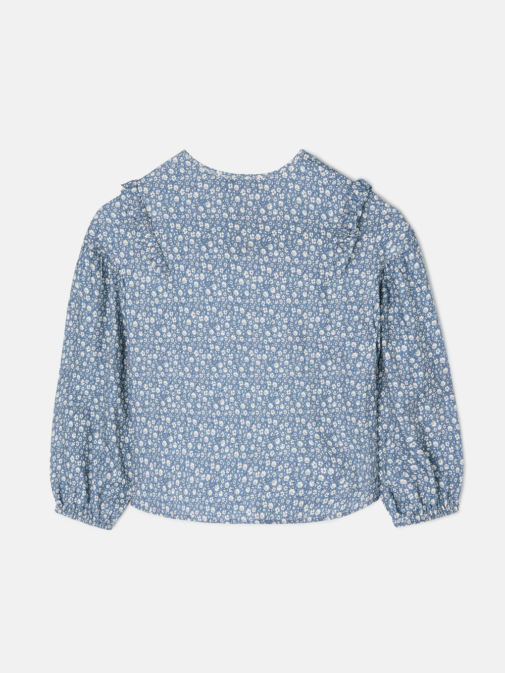 Light blue flower print girl blouse
