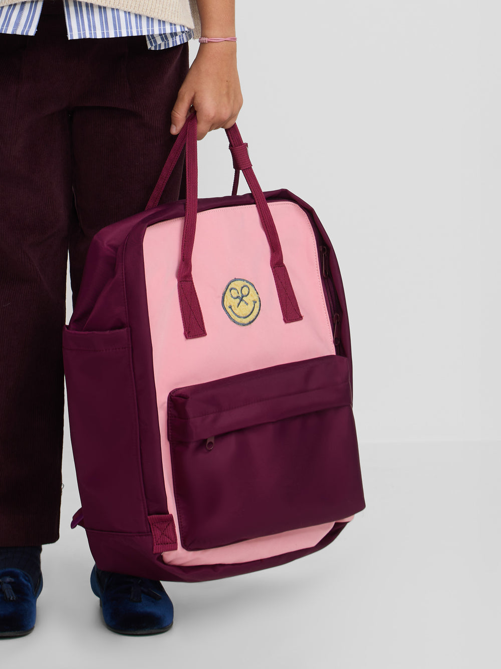 Mochila girl smile rosa y granate