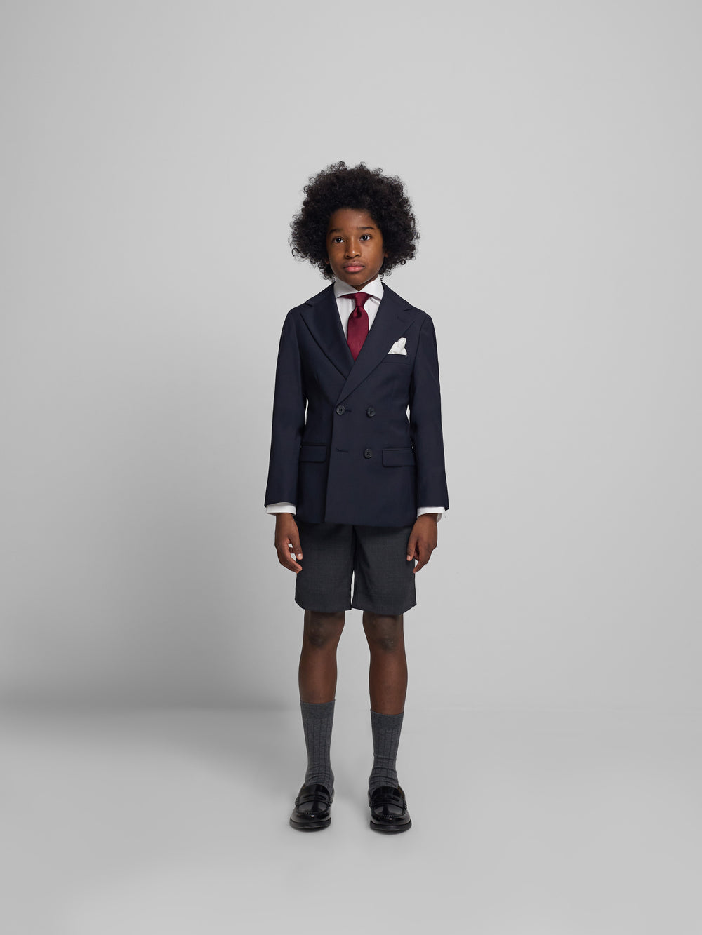 Veste classique croisée pour enfants bleu marine