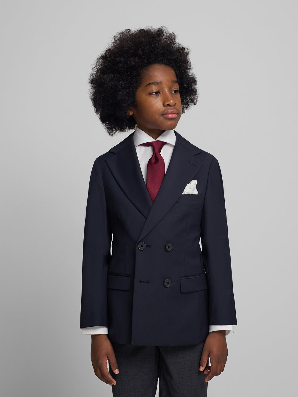 Veste classique croisée pour enfants bleu marine