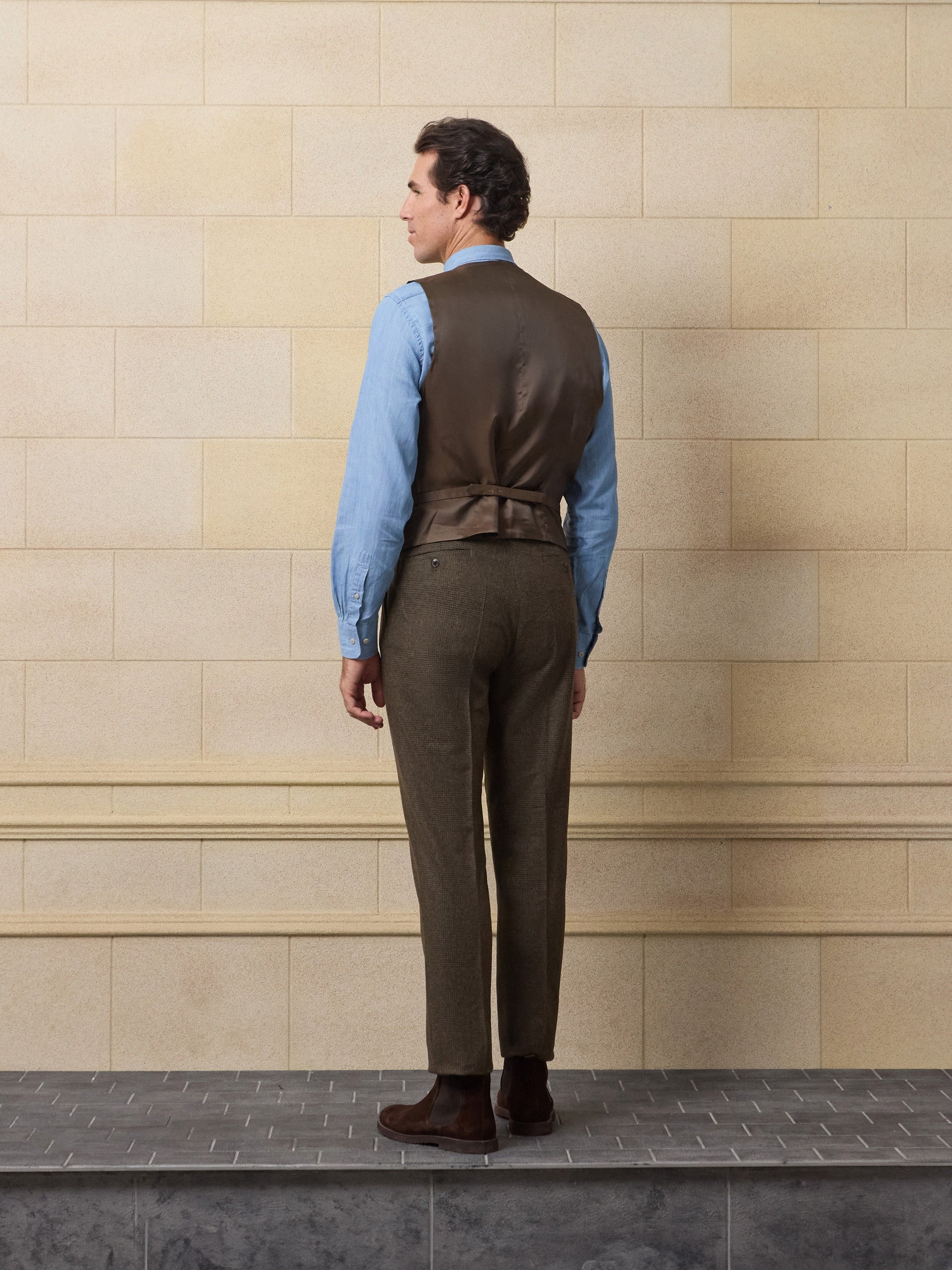 Pantalon traje unique gales verde marron