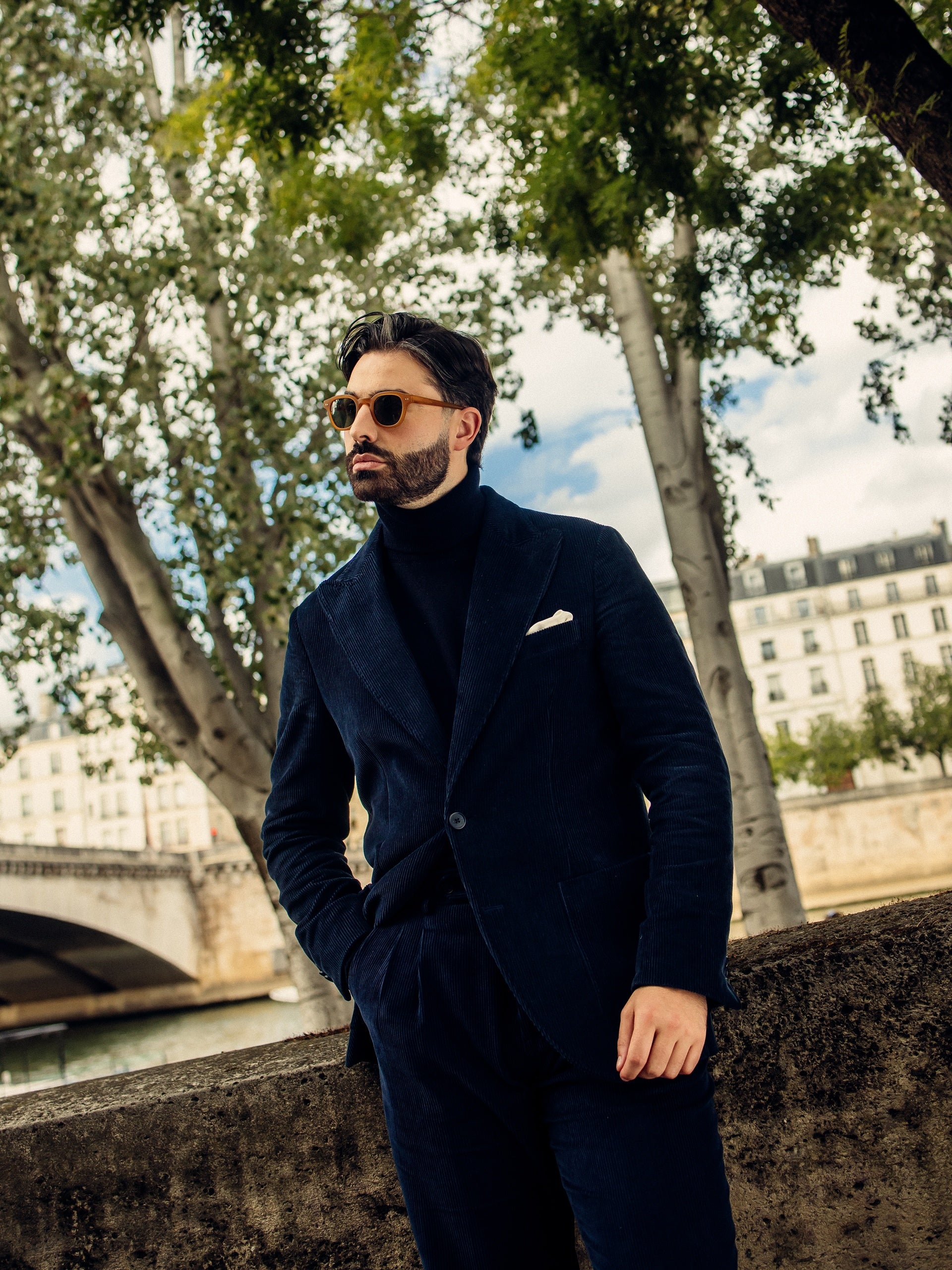 Americana traje unique pana azul marino