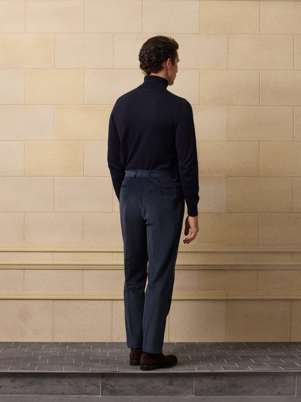 Pantalon traje unique pana azul marino