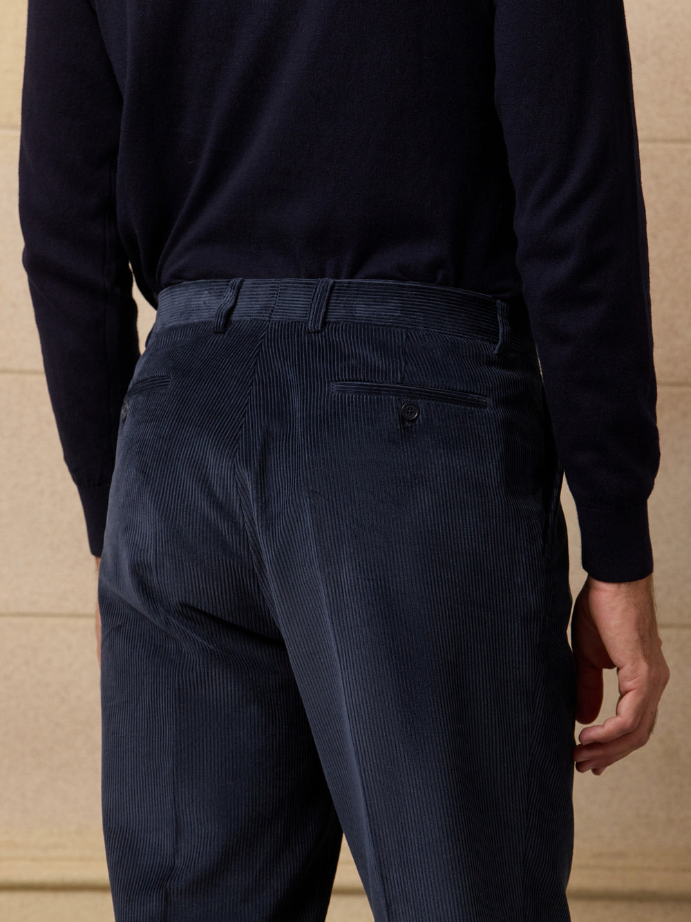 Pantalon traje unique pana azul marino