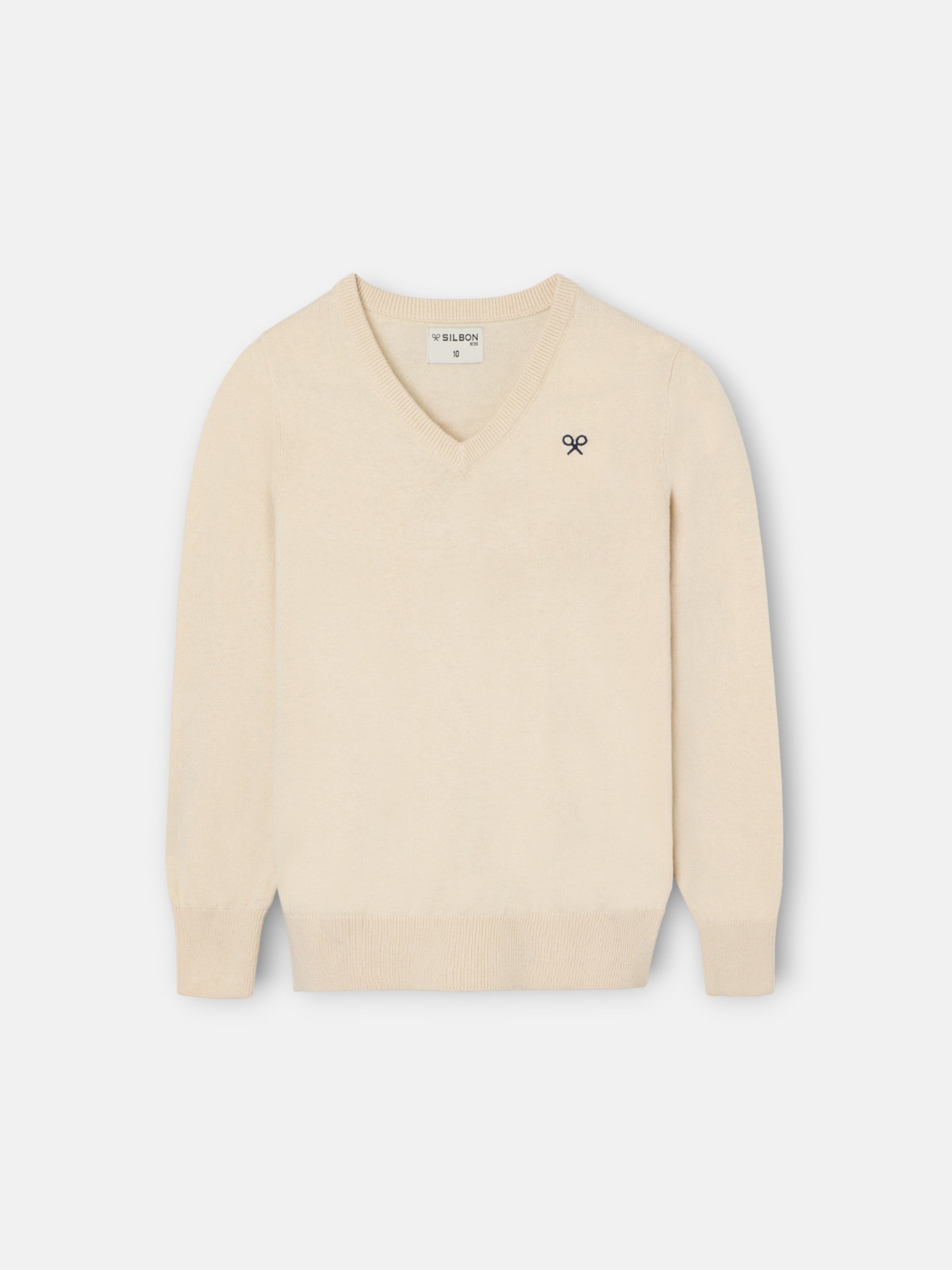 Camisola de criança bege com decote em V