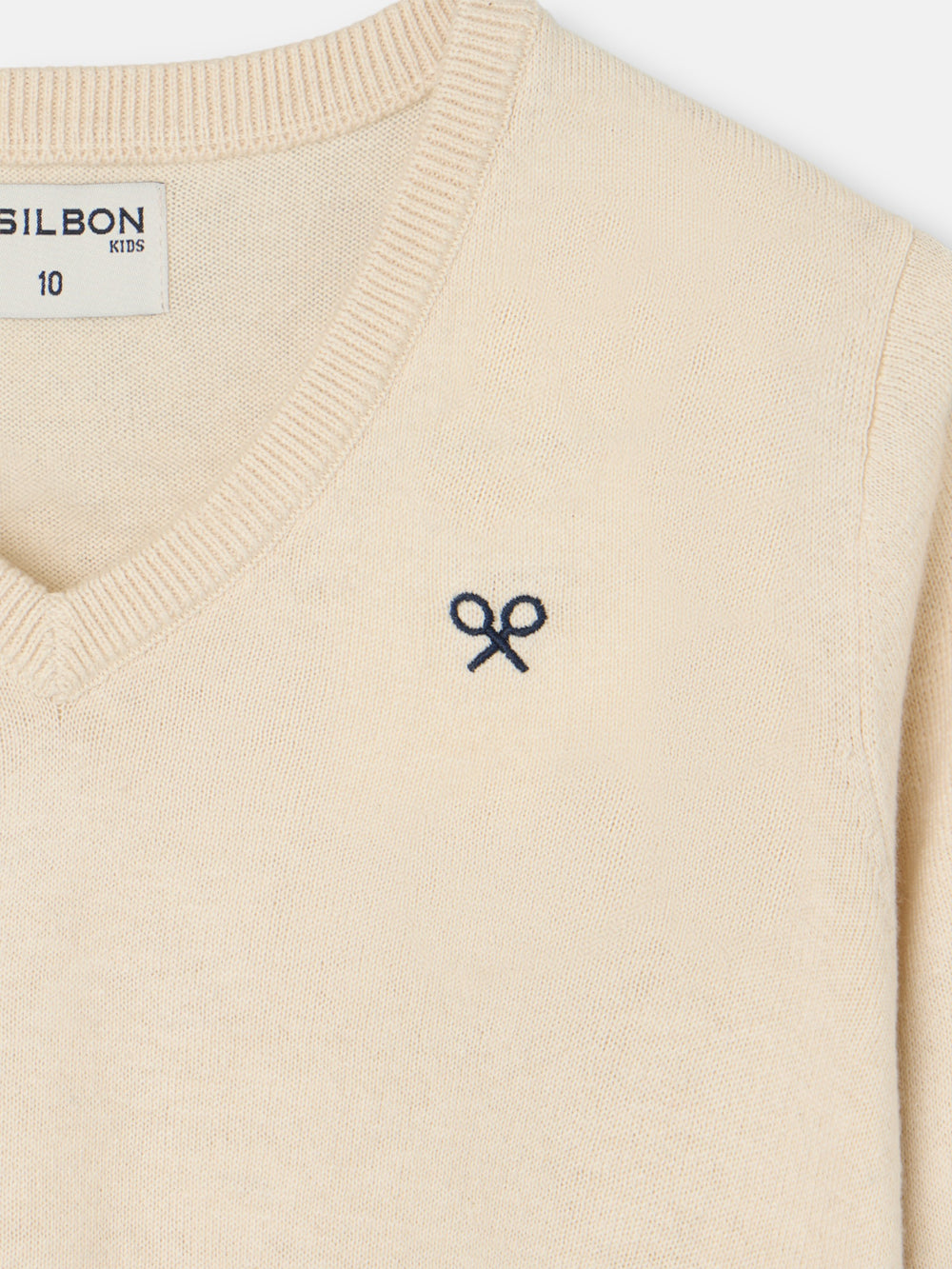 Camisola de criança bege com decote em V