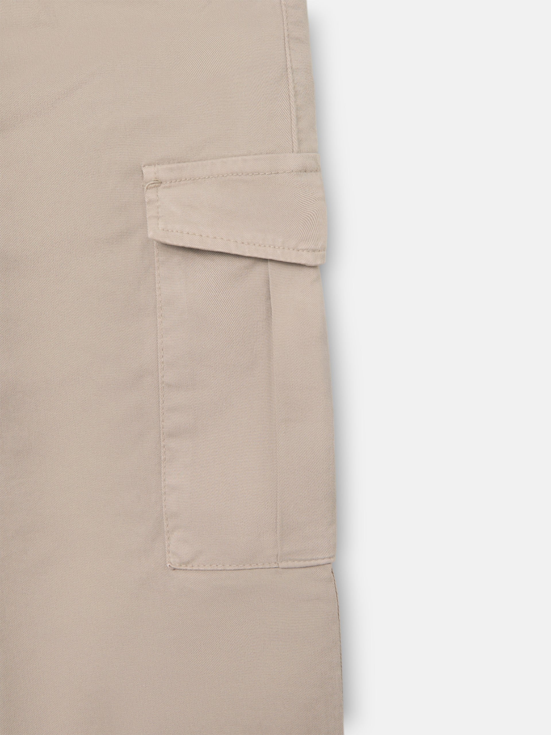 Beige pleated cargo jogger pants
