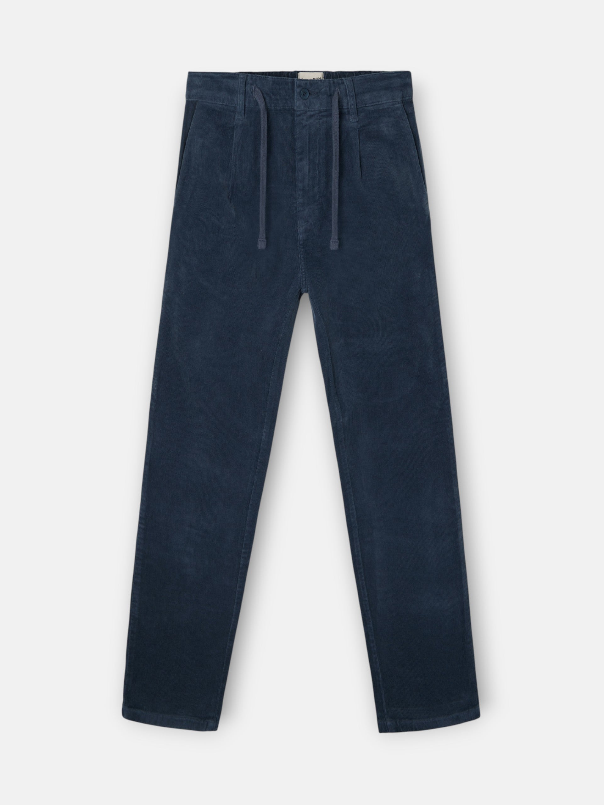 Pantalon de jogging en velours côtelé bleu marine à plis
