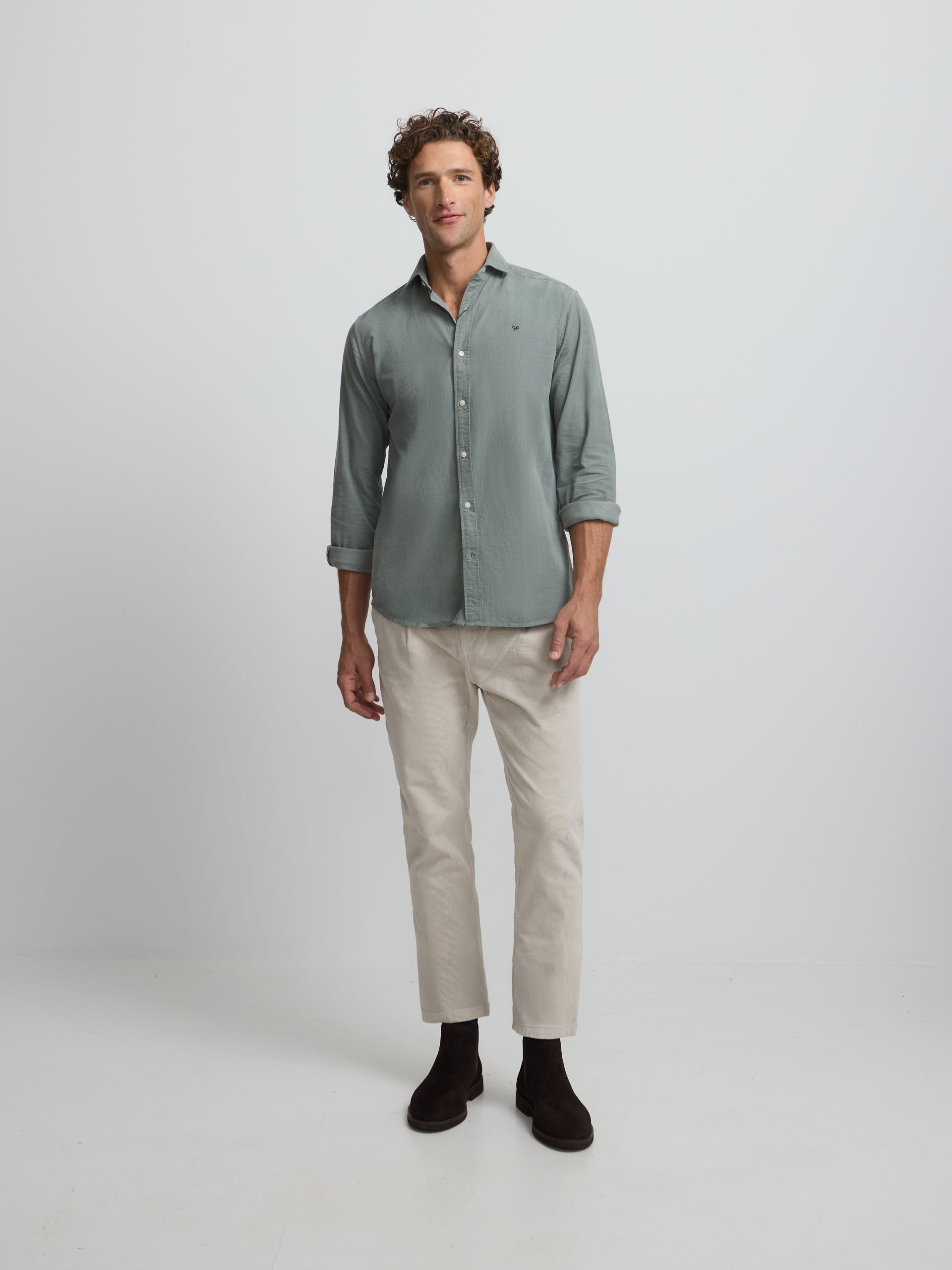 Pantalon de jogging plissé en velours côtelé beige clair