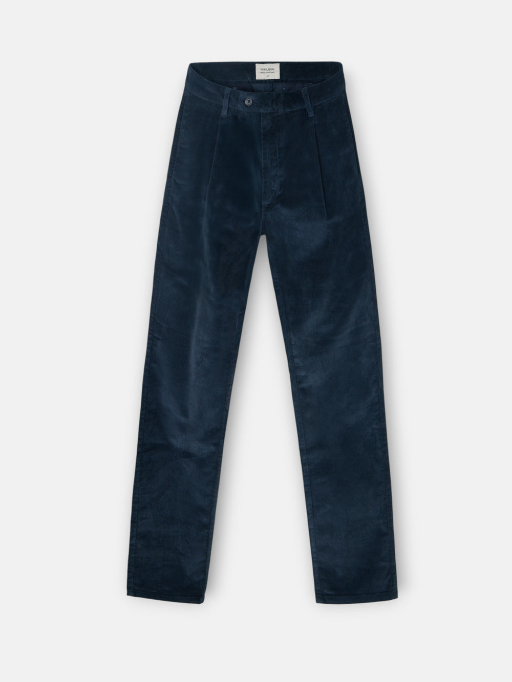 Pantalon chino sport en velours côtelé bleu marine à plis