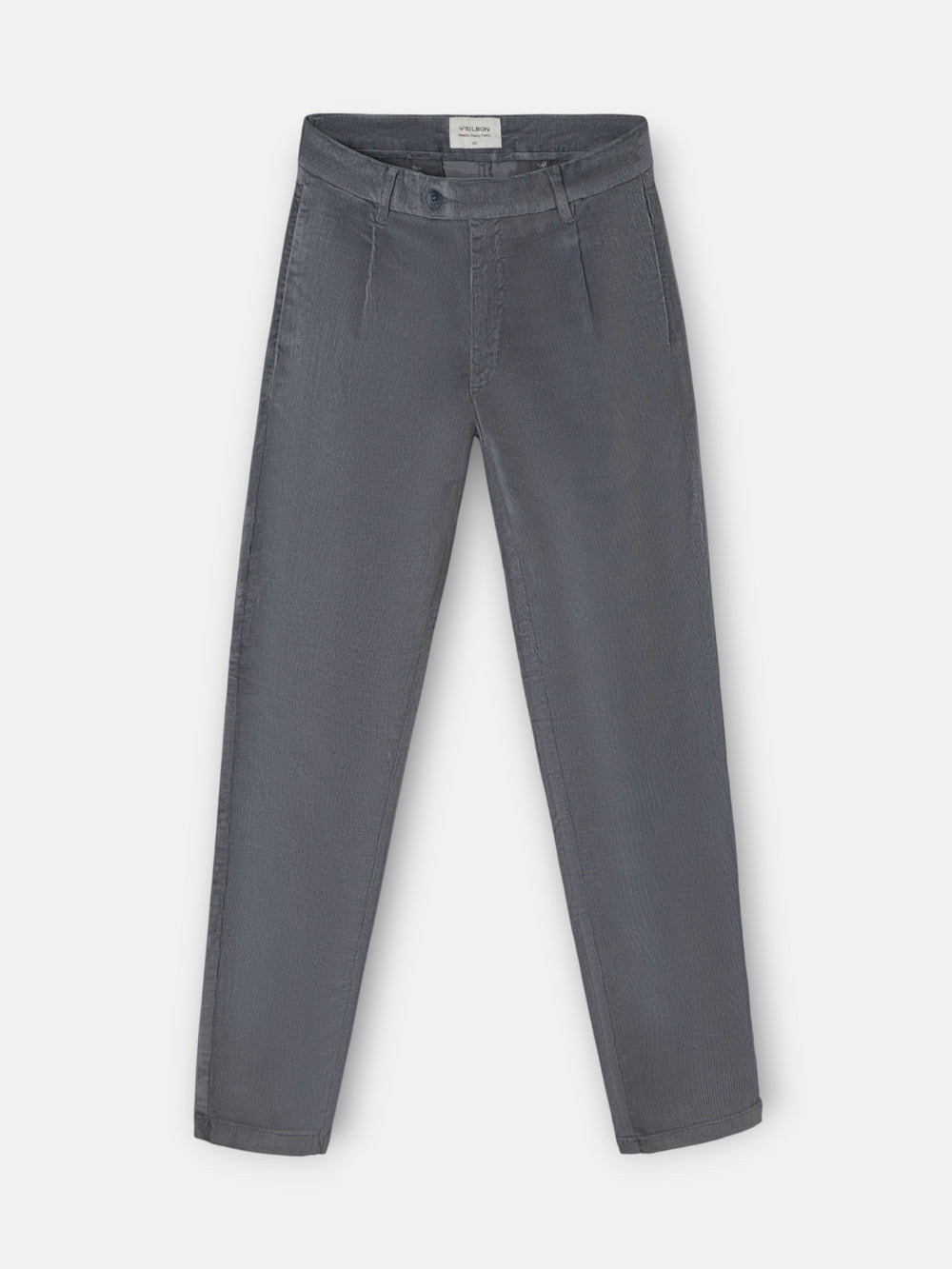 Dark grey corduroy chino sport trousers with pleats