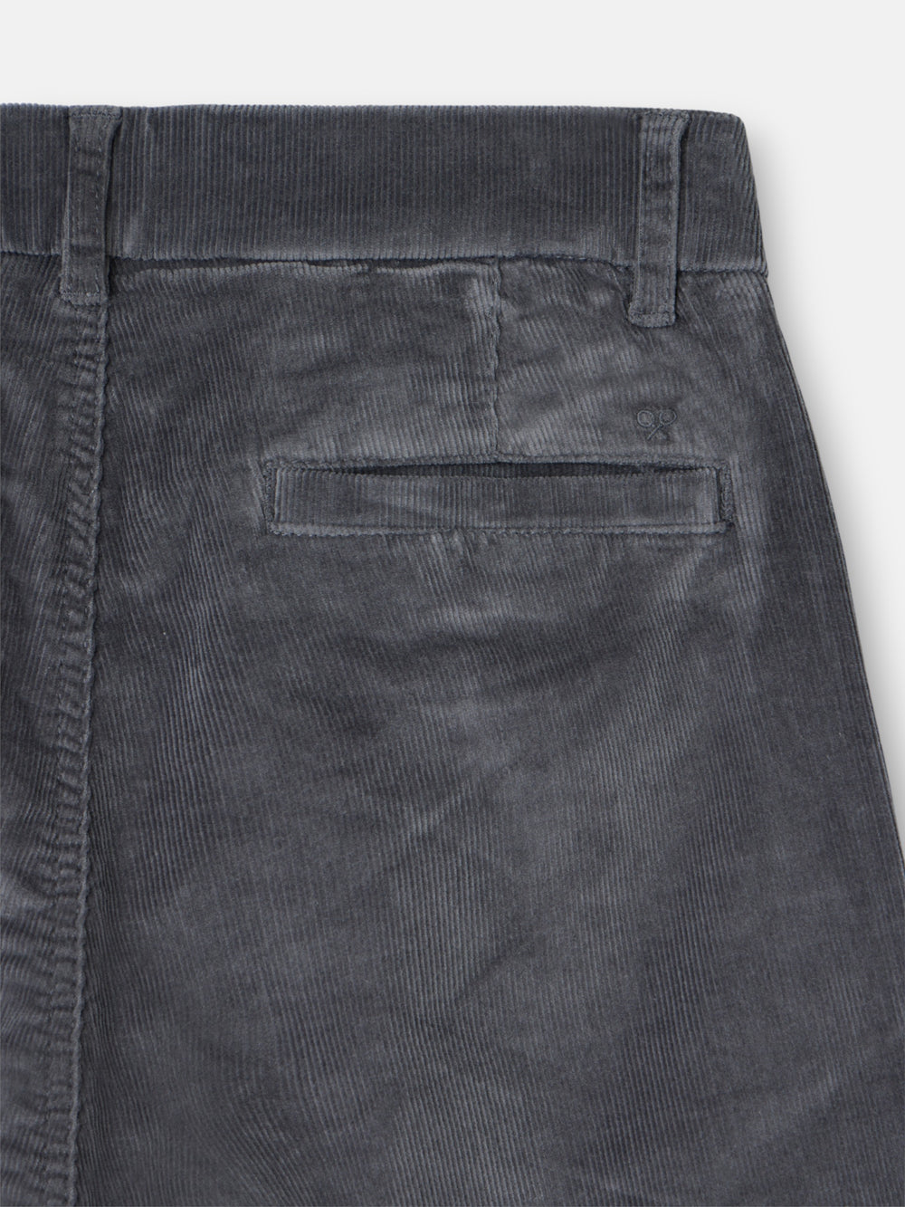 Dark grey corduroy chino sport trousers with pleats