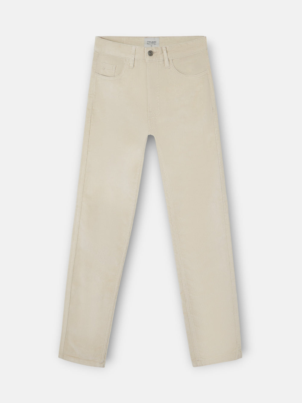 Beige corduroy five-pocket sport trousers