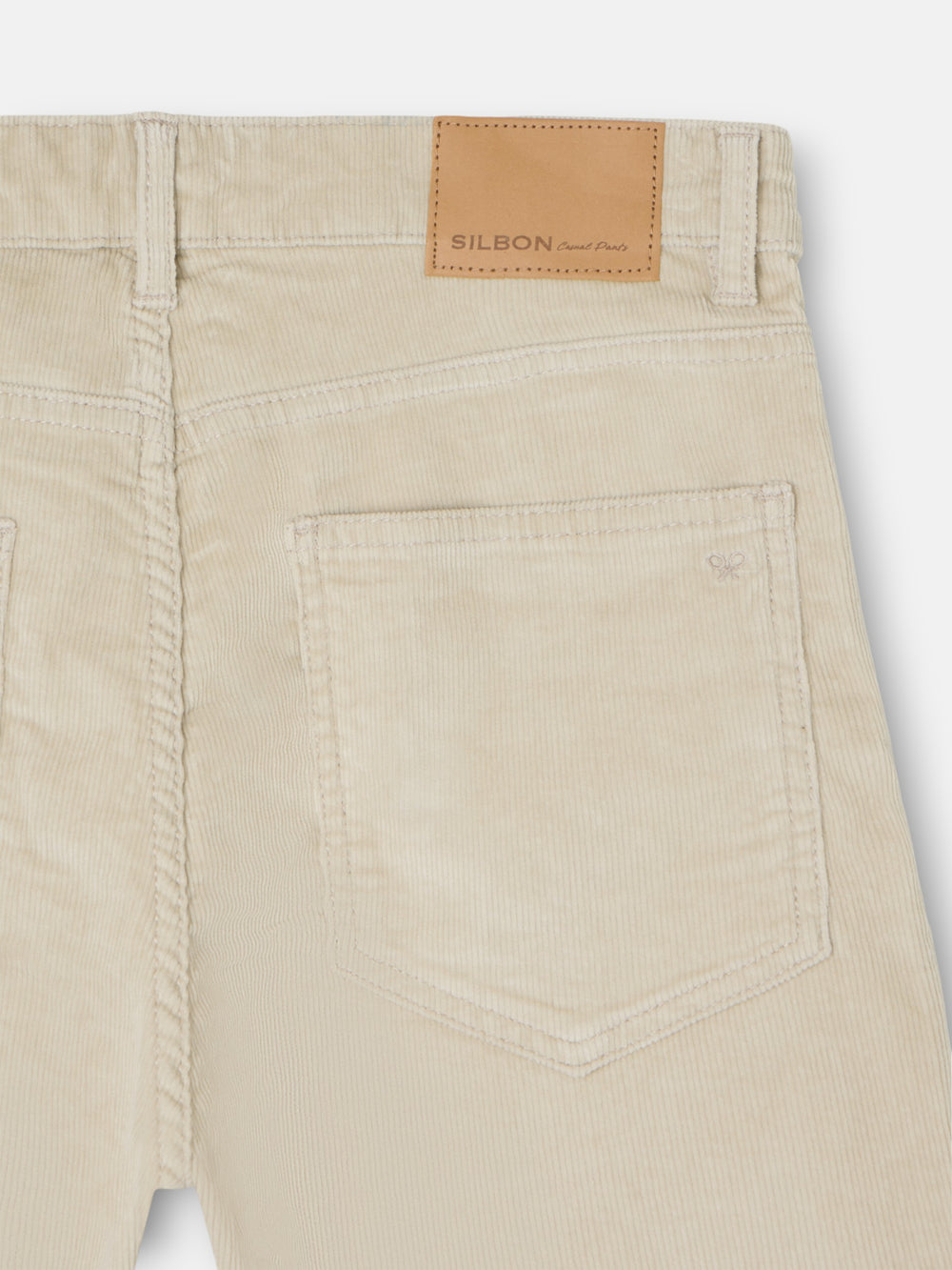 Beige corduroy five-pocket sport trousers