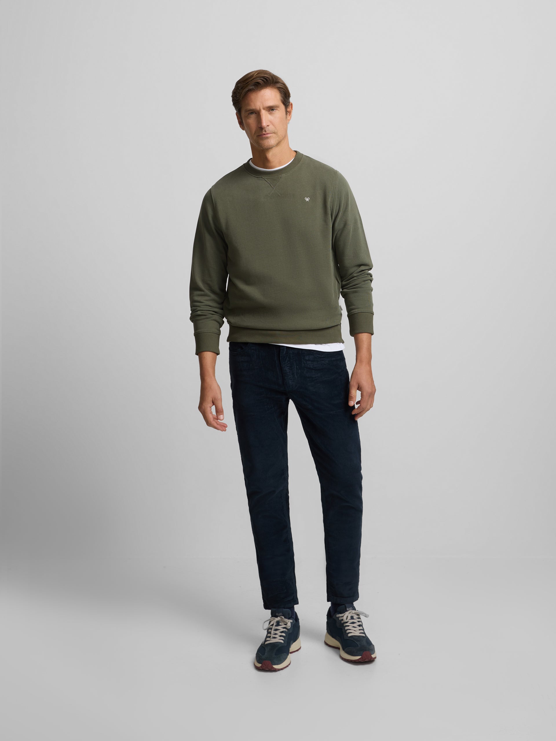 Calças desportivas de cinco bolsos em bombazina azul-marinho