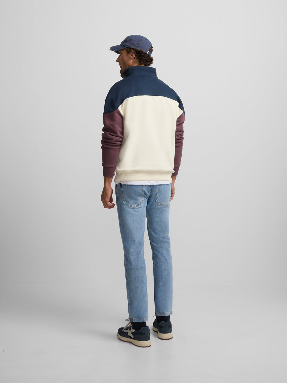 Sudadera relaxed fit multicolor crema