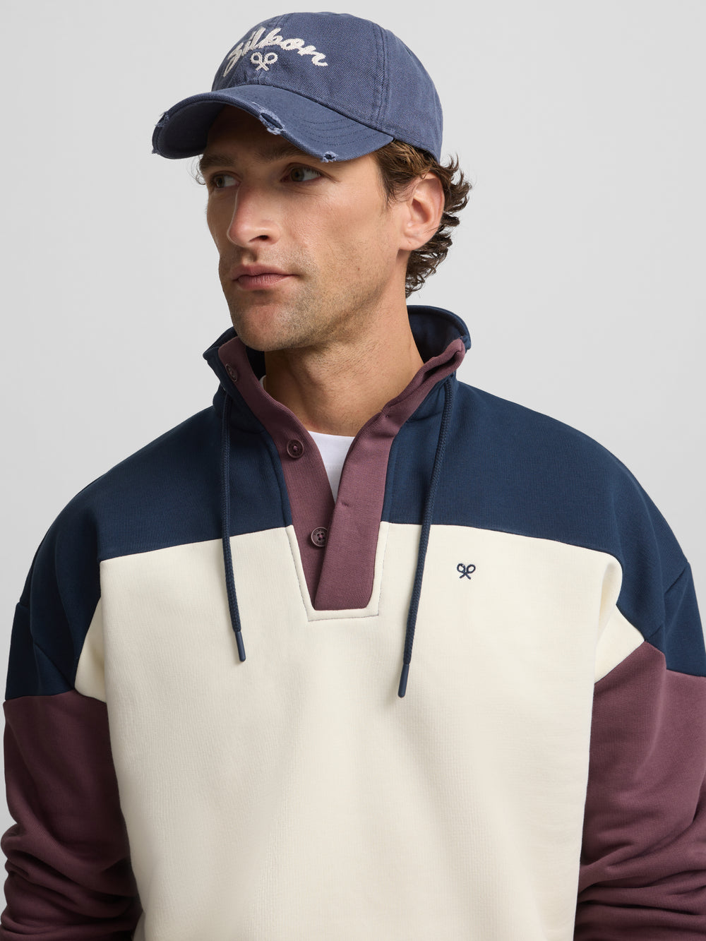 Sudadera relaxed fit multicolor crema