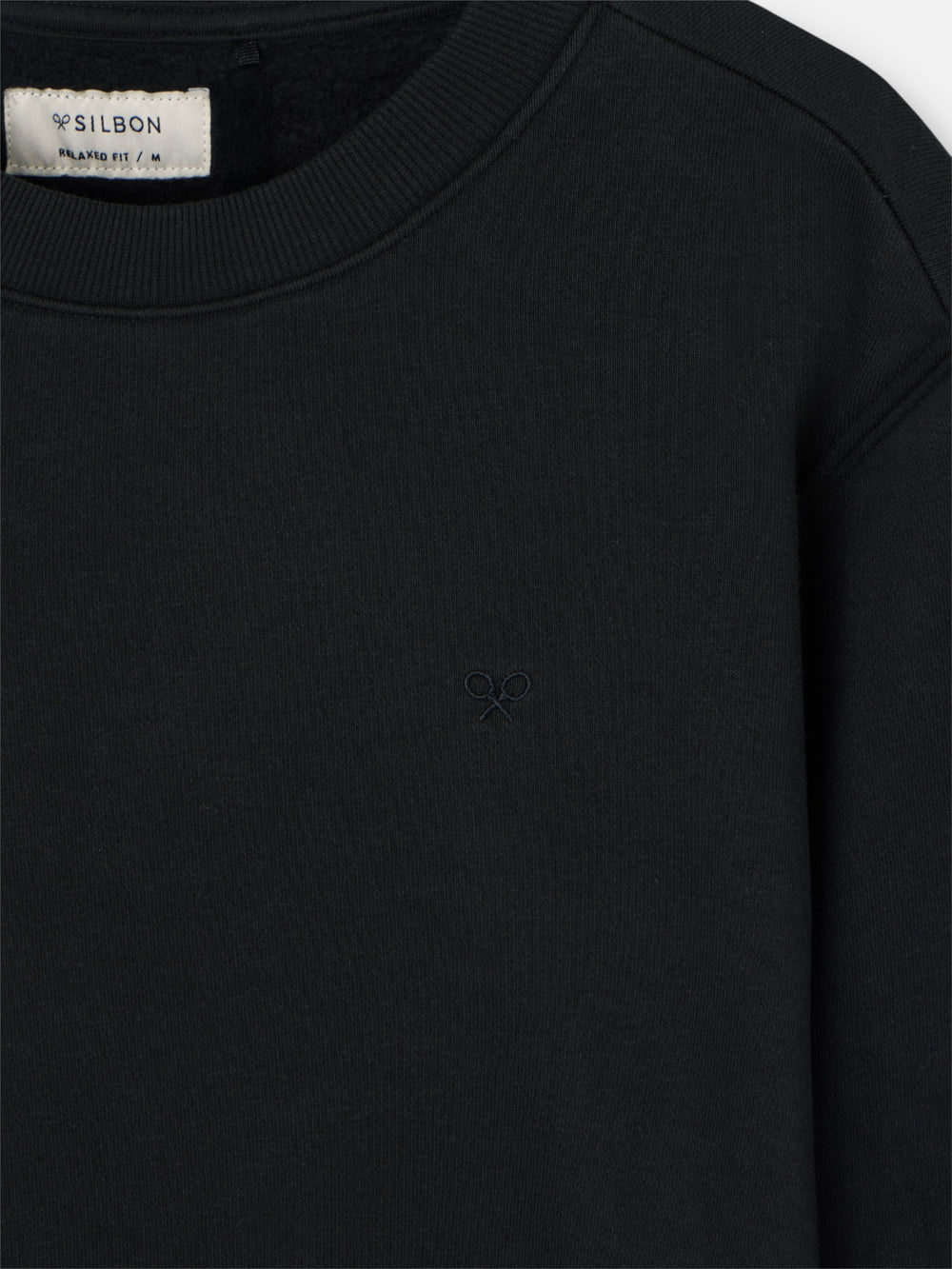 Sweat-shirt noir avec mini logo teint en pièce foncée
