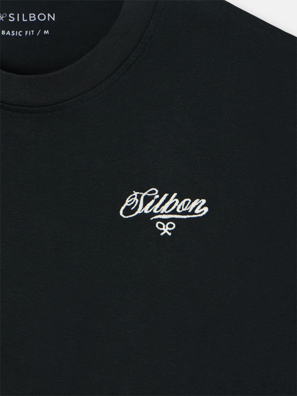 T-shirt mini logo noir avec lettres en silicone