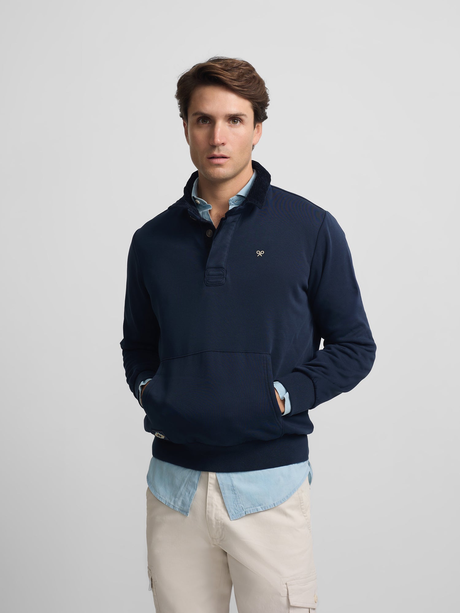 Polar tipo canguru azul-marinho