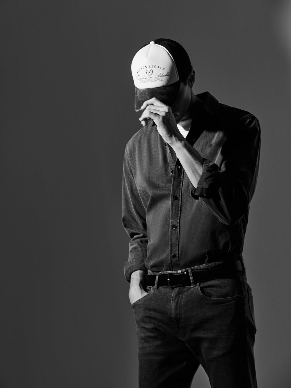 Chemise de sport en jean gris foncé