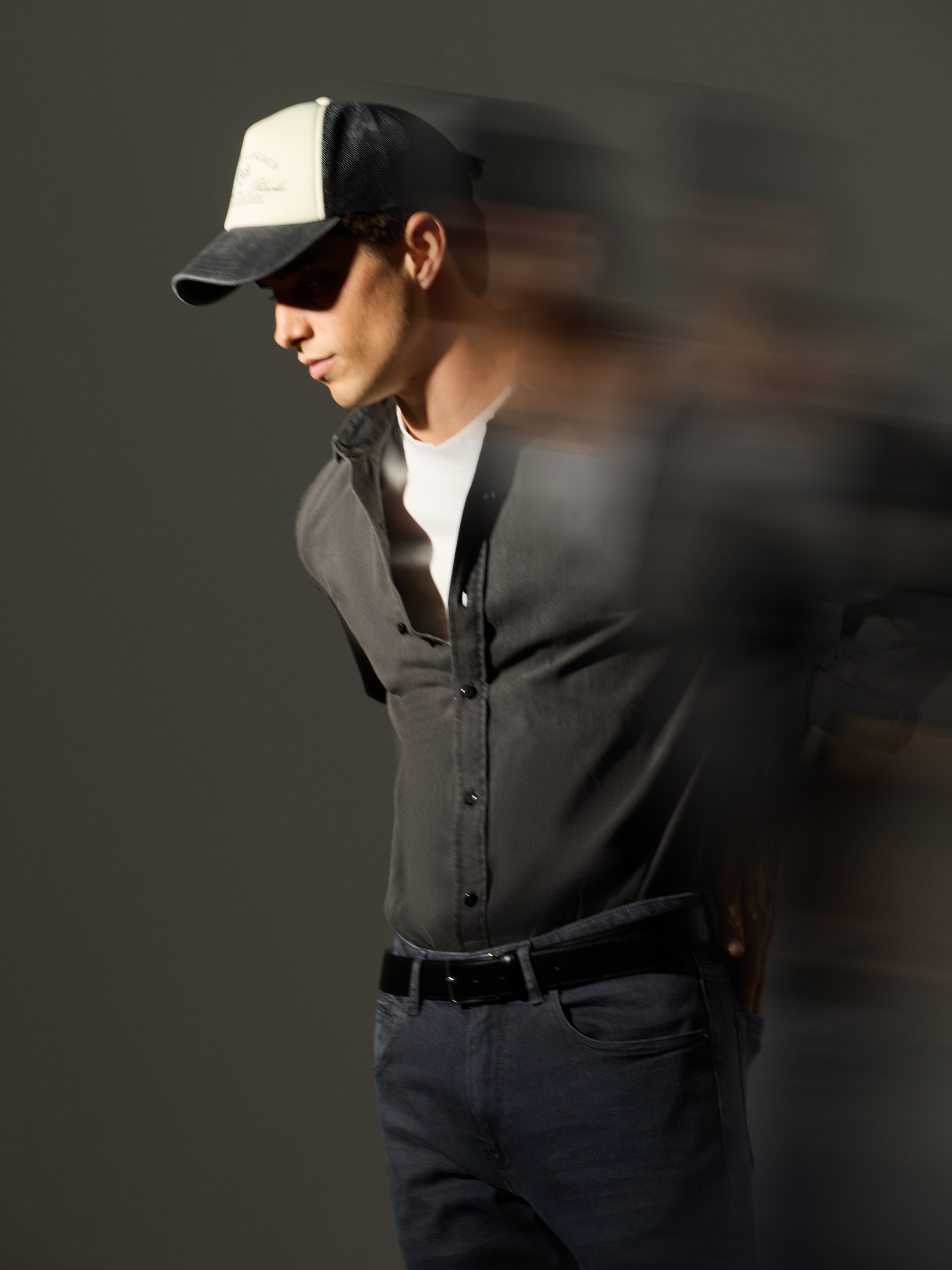 Camisa sport dark jeans gris