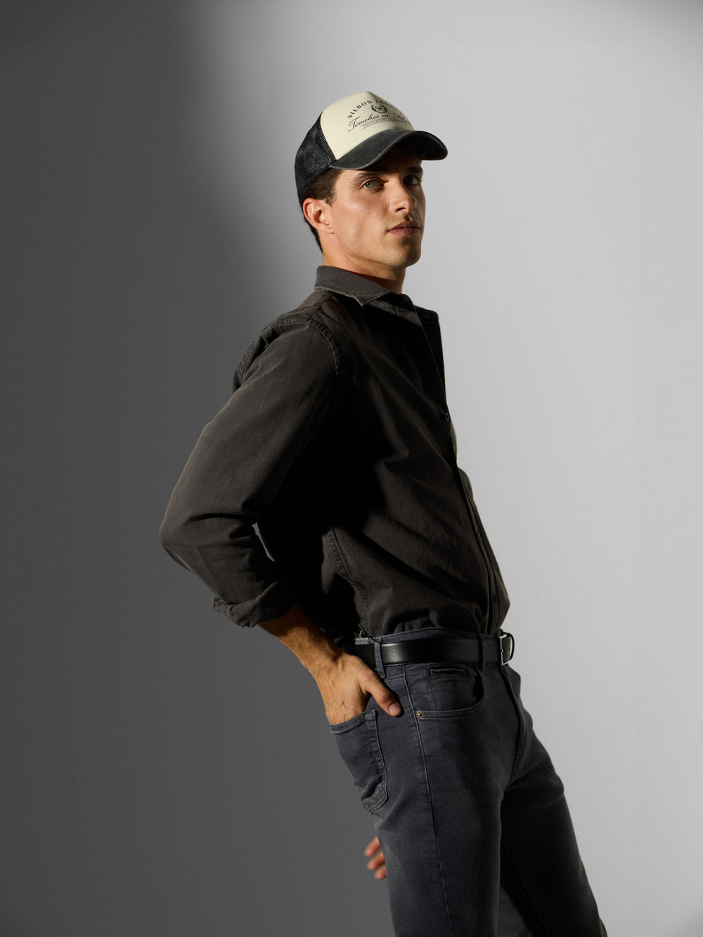 Chemise de sport en jean gris foncé